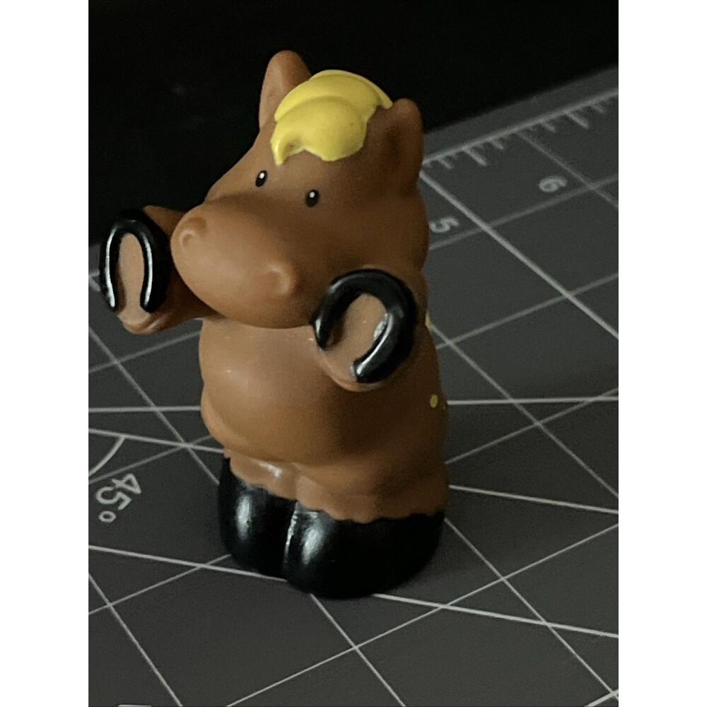 Fisher Price Little People Standing Brown Horse Yellow Mane Hard To Find - Picture 9 of 12